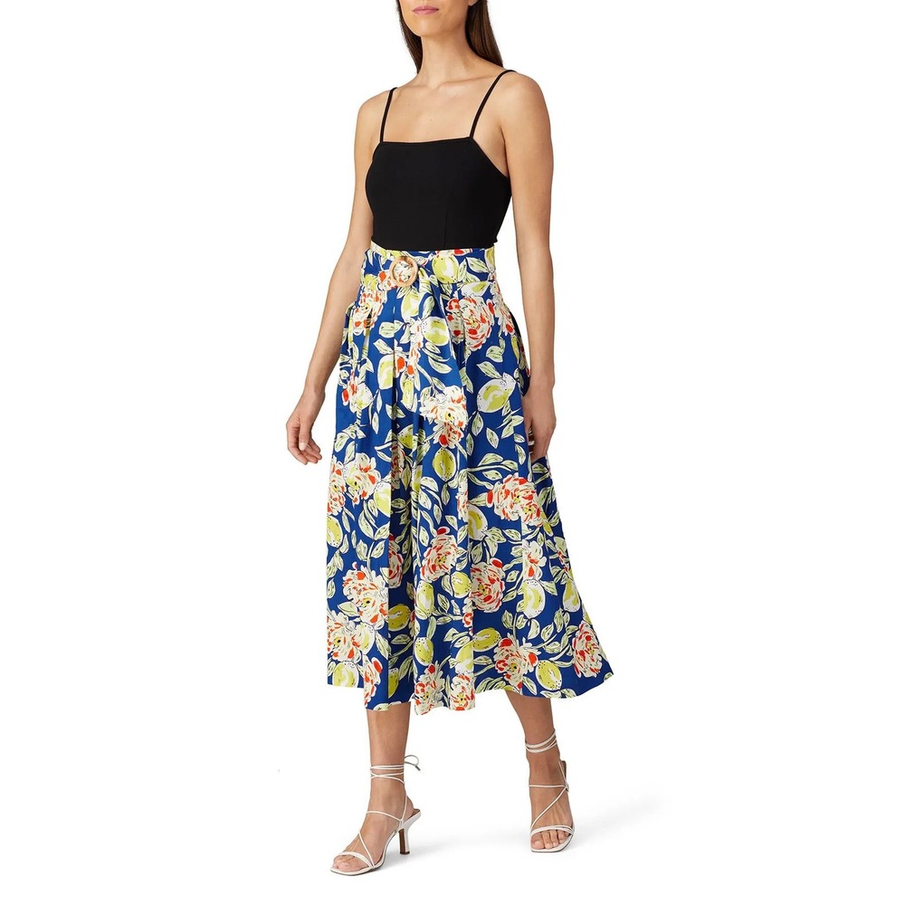 NWT Hunter Bell Gwyneth Floral Belted Midi Skirt Size 8 Garden Party